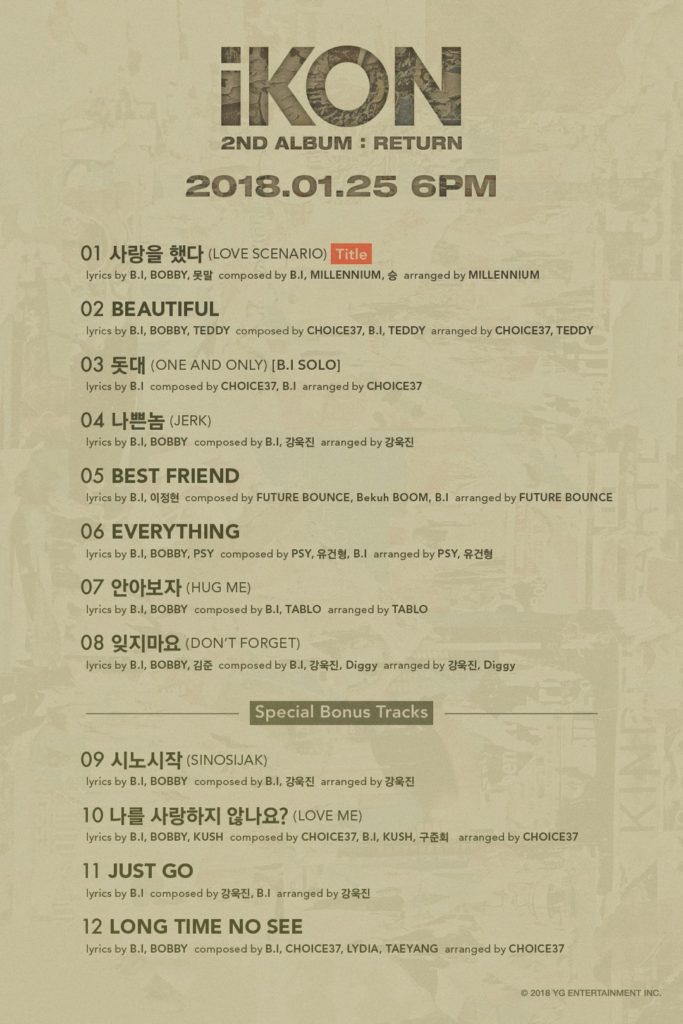 ikon - Return-tracklist