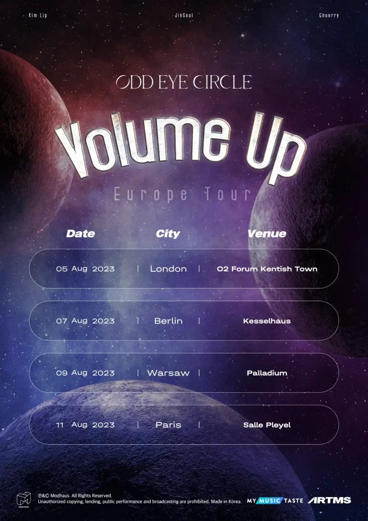 Affiche de la tournée européenne d'ODD EYE CIRCLE