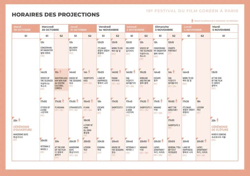 schedule FFCP 19e édition